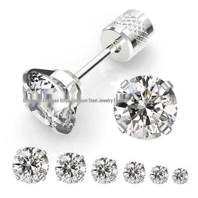 Orecchini a Bottone Brillanti in Zircone a Quattro Punte - Acciaio Inossidabile per Piercing alla Cartilagine e al Trago