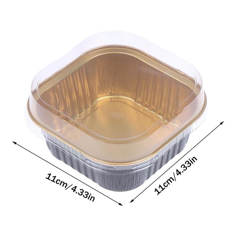 10Set Aluminum Foil Cake Container 325ml Cake Pans Liners With Lids Heat-Resistant Foil Baking Cups Cake Pan Outdoor Tableware