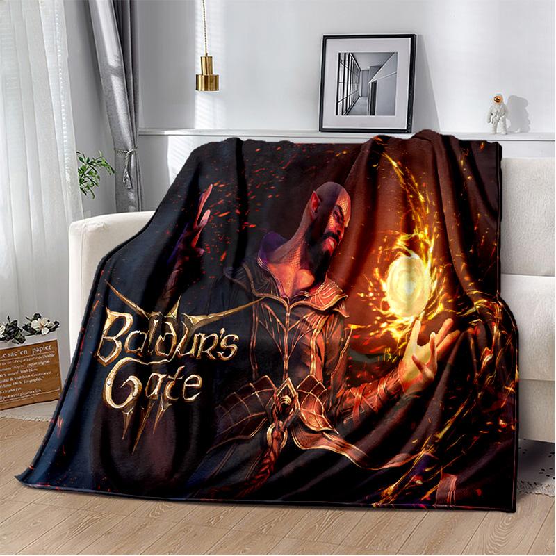 Baldur Gate3 Game Gamer Cartoon 3D Blanket,Soft Throw Blanket for Home Bedroom Bed Sofa Picnic Travel Office Cover Blanket Kids