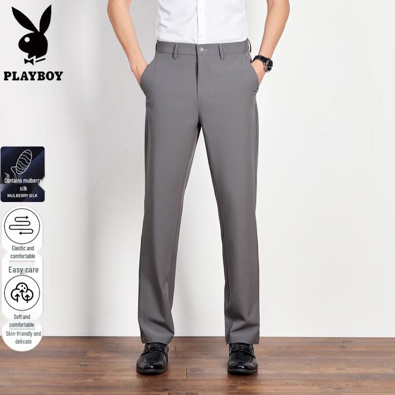 PLAYBOY Men s Silk Blend Business Casual Trousers 36