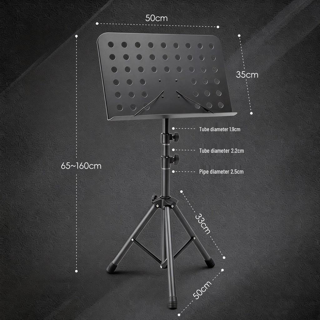 Individually Packaged Height-Adjustable Colored Folding Music Stand - Extra Thick and Large