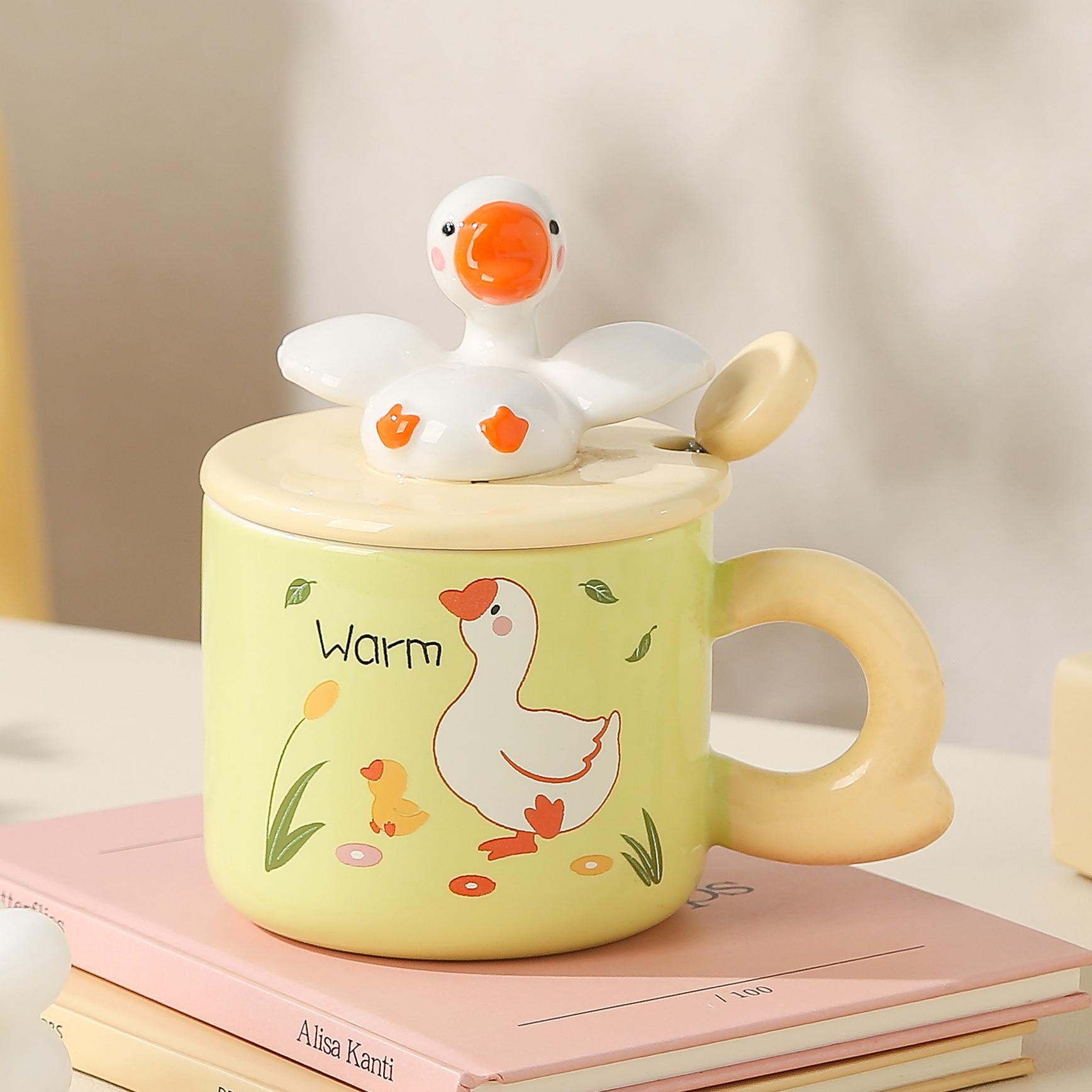 

Cute Goose Ceramic Mug Funny Cartoon Coffee Cup Gift Bone China Breakfast Cup 400ml