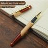 Wooden Metal Ballpoint & Bamboo Fountain Pen - Retro Colorblock, High-End Refill, Ideal for Business or Student Gifts