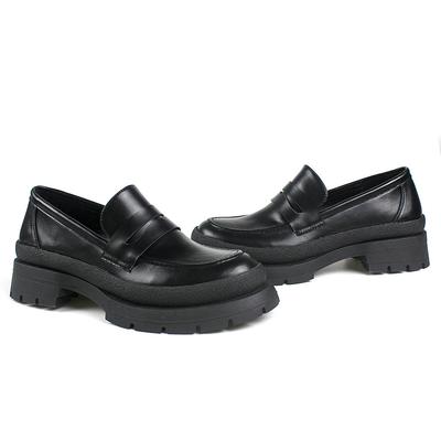 Leather Shoes Women's Heightened Platform Muffin Round Head Single Shoes