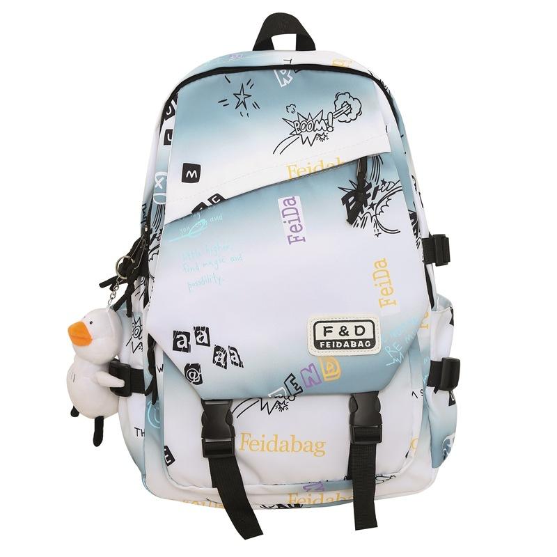 

Рюкзак із принтом графіті. Жіночий рюкзак для молодшої школи. Рюкзак із кольоровими блоками графіті зелений