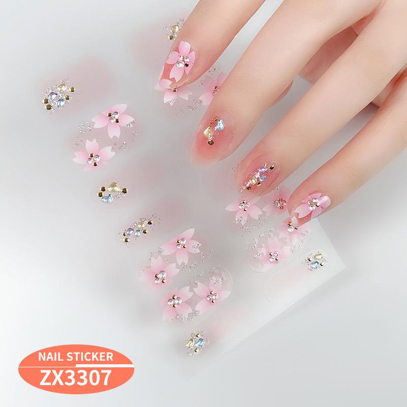 Chinese Style New Year Nail Art Stickers Cartoon 3D Imitation Diamond Hot Stamping Christmas Holiday Nail Stickers