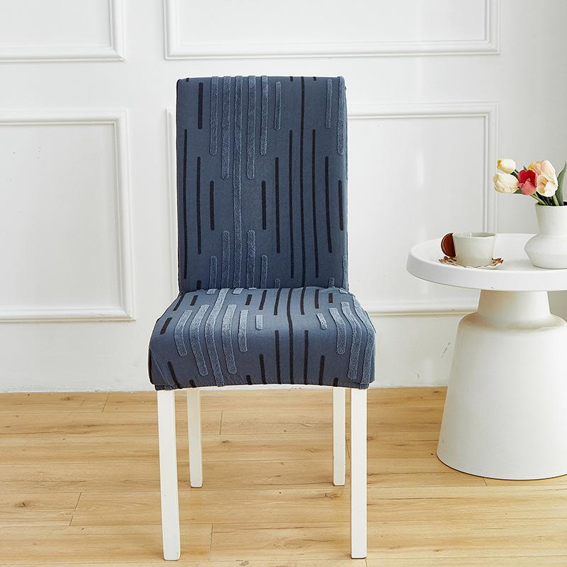Simple Striped Jacquard Dining Chair Cover All-inclusive Elastic One-piece Chair Cover Non-slip Home Hotel Stool Protective Cover