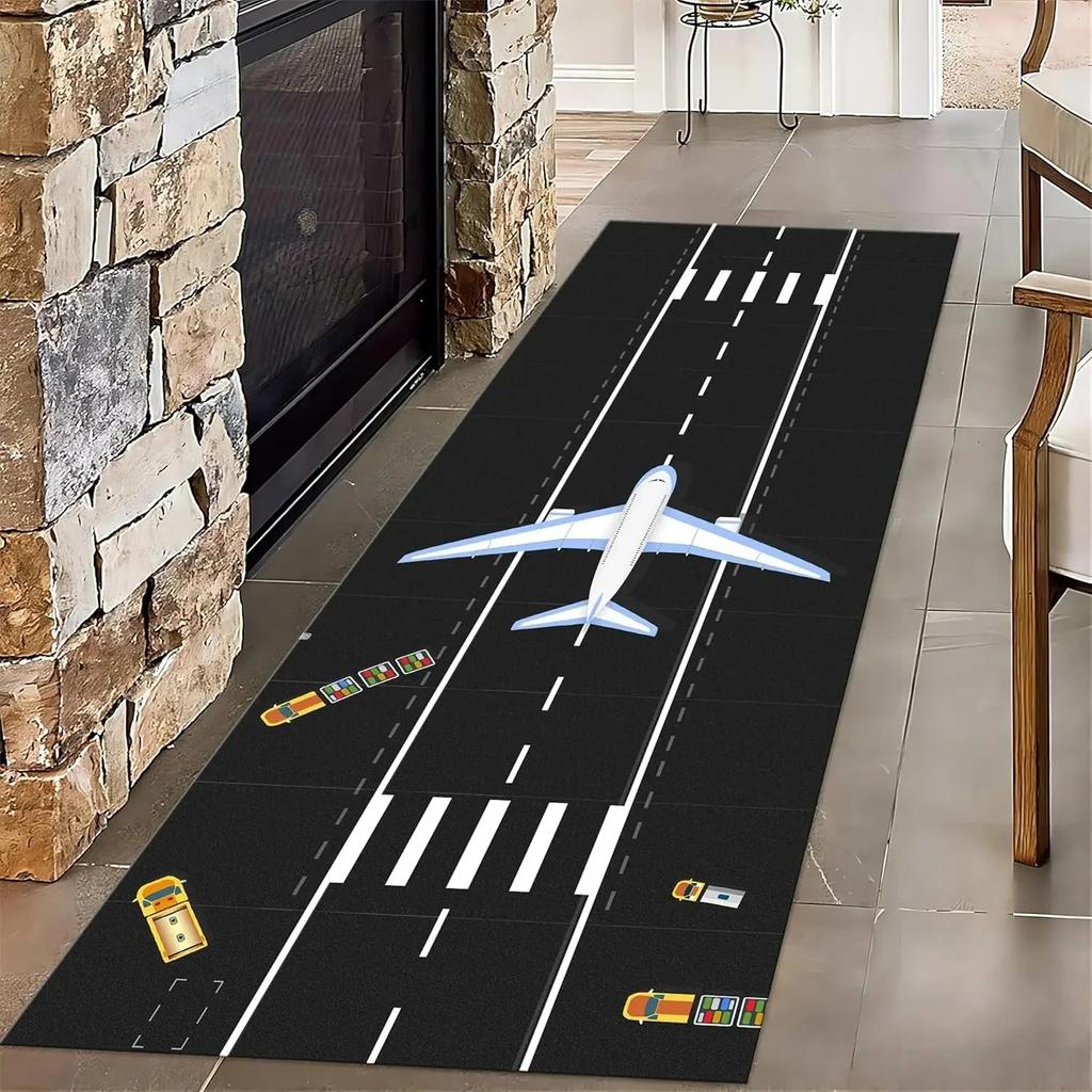 Airplane Runway Long Hallway Rug Runners Airport Aircraft Carpet Pet Friendly Foldable Carpets Resistant Rugs for Bedroom Rugs