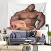 VIKAMA Muscle Man and Pig Tapestry Fun Bedroom Dormitory Wall Hanging Fabric Living Room Home Decoration