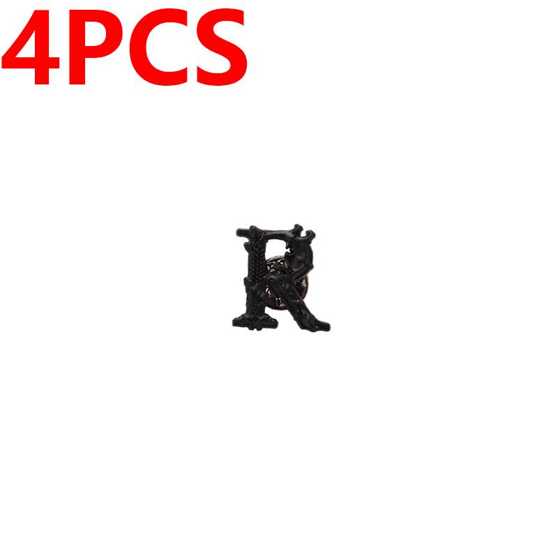 4pcs/set Irregular R Alphabet Brooch Elegant Fashion Men Luxulry Vintage Initial Letter Lapel Pins Brooches Party Shirt Coat Jewelry Accessories Gifts