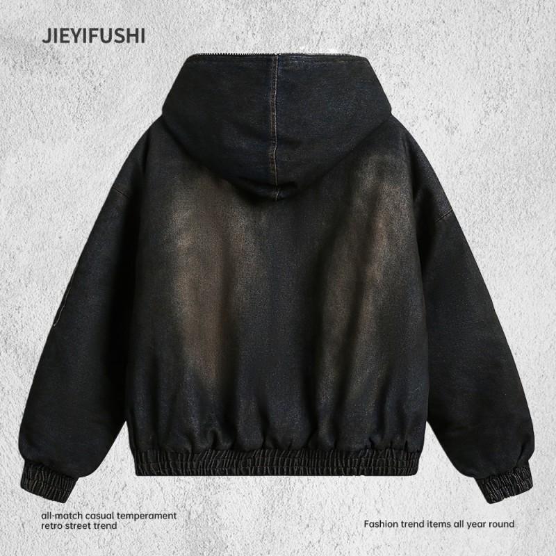 Men Winter Loose Fur Hooded Cotton Parka Streetwear Pockets Warm Thick Outwear
