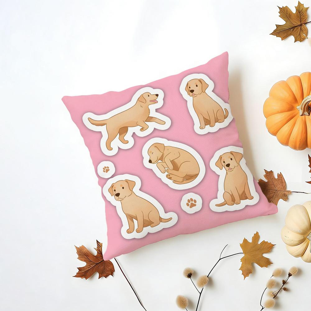 LLabrador Retriever Cushion Cover Washable Linen Pillowcase Soft  for Daily Sofa Bed Home Room Decor