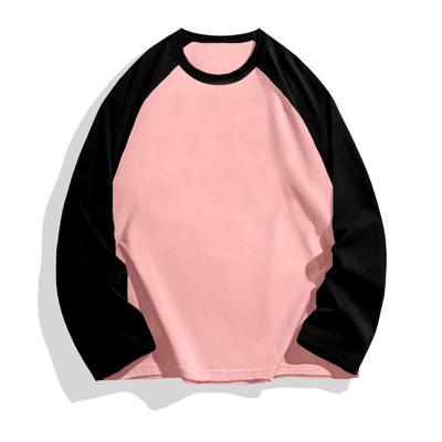 Colorblock T-shirt met lange mouwen 200G katoen Dames Zomer Los Glad Silhouet Veelzijdige Top Ronde Hals Casual Basic Eenvoudig
