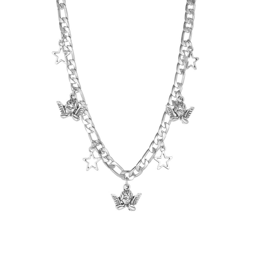 Stylish European And American Geometric Star Angel Necklace For Fashionable Women