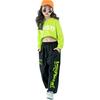 LOLANTA Kids' Girls' Tracksuit Set, Top and Pants, Hip Hop, Stage Costume, Sportswear, Gymnastics Wear, Practice Wear, Green, 160CM