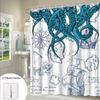 1pc Steampunk Octopus Shower Curtain with Turquoise Tentacles, Ship's Wheel & Mermaid Design - Vintage Nautical Maritime Theme B