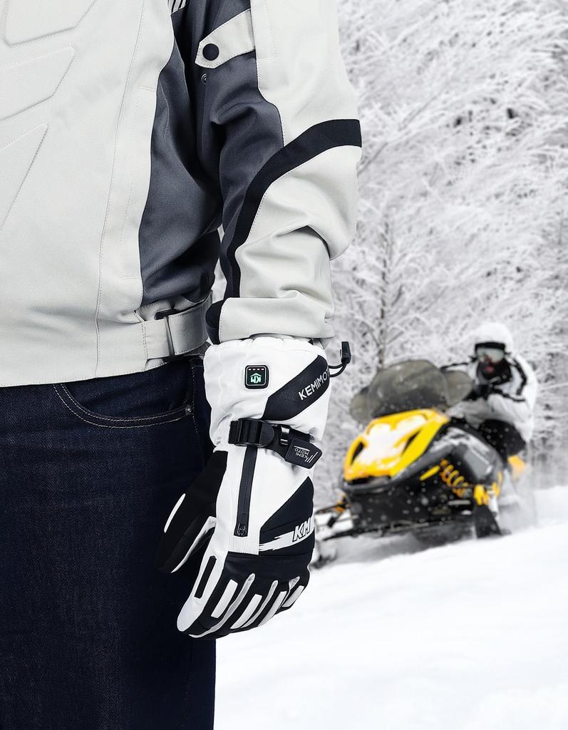 KEMIMOTO Electric Heated Gloves for Motorcycles and Full Smartphone Rapid Large 3 Temperature PSE Cold for Snow Large Winter, Type-C Rechargeable,