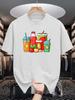 Unisex Cotton Tee Grasp Heart Punk Letter Graphic Print Loose Breathable Summer Crew Neck Casual Street T Shirt Unisex Daily Wear