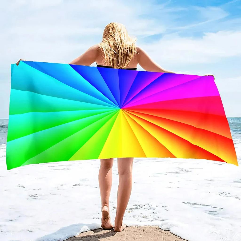 Rainbow Bliss Bath Towel - Vibrant Design, Soft Absorbent, Perfect for Summer Fun, Adds Cheerful Vibes to Your Beach Days