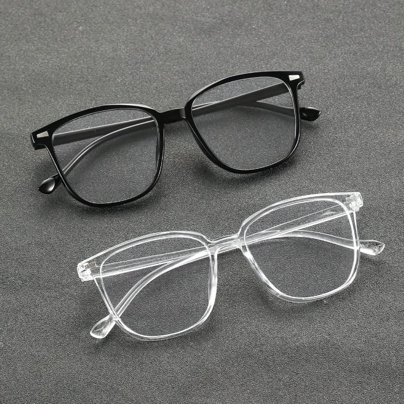 2PCS Fashion Black Frame Glasses Square Anti-blue Light Glasses Lightweight