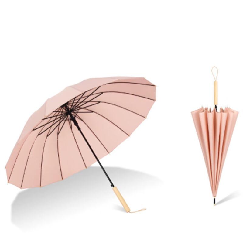 16-Rib Wooden Handle Dual-Use Umbrella