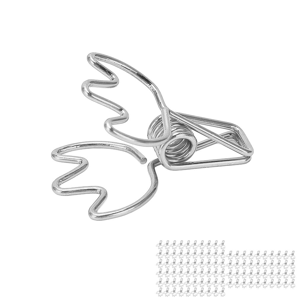 100Pcs Paper Clamps Metal Hollow Strong Clamping Force Crown Shape Tail   Clips for   School Home