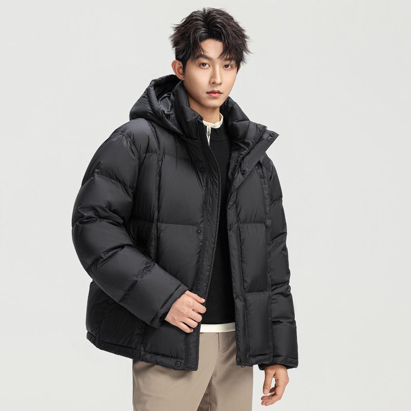 Trendy Men's Casual Sports Down Jacket with Detachable Hood - Warm, Fashionable White Duck Down.