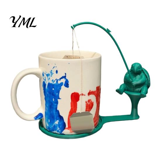 Tea Bag Rest Fishing Animal Holder, 3D Printed Heat-Resistant Coaster, Accessory for Holder Cup and Coffee Mug, Gift Lovers & Enthusiasts Turtle
