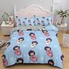 Japanese Doll Printed King Queen Duvet Cover Cartoon Lucky Cat Bedding Set For Kids Girls Fan White 2/3PCS Polyester Quilt Cover