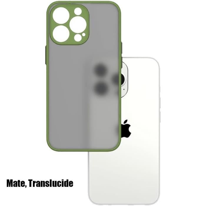Coque de téléphone - Kaki - pour iPhone 14 Pro - Silicone + PC - Antichoc - Texture antidérapante