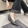 Fashion 2025 Summer New Slope Heel Pointed Toe V Mouth Women's Single Shoes Black 4cm Women's Middle Heel Retro Solid Granny Pumps Shoes