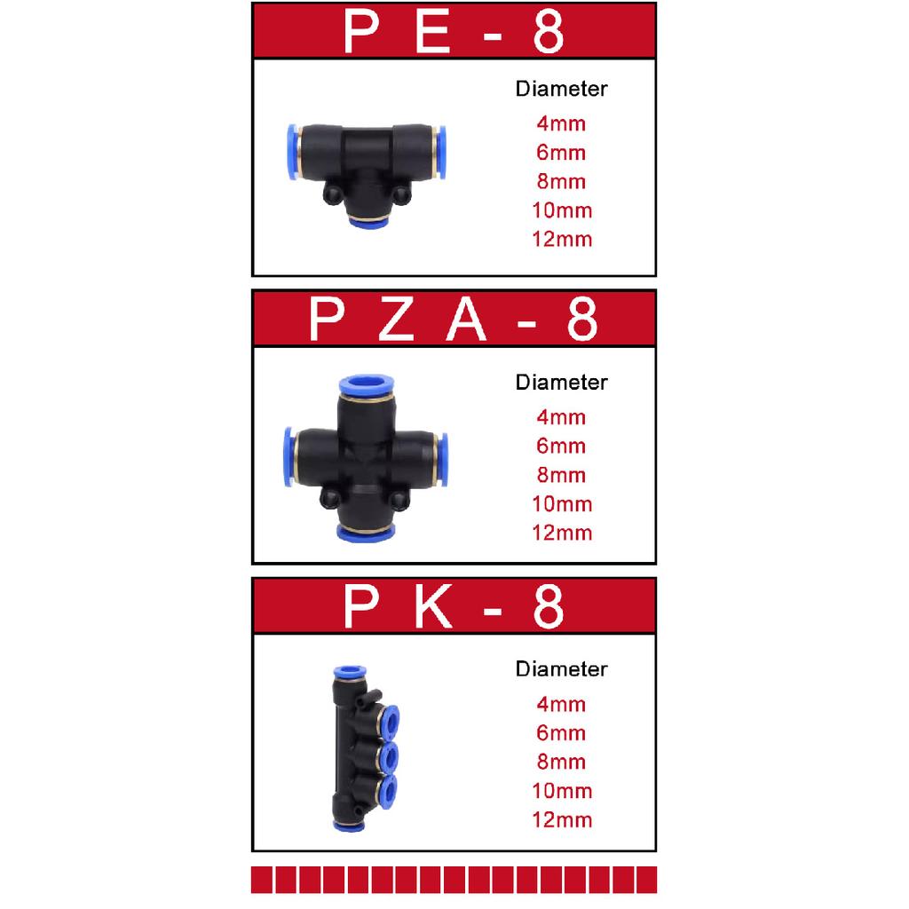 5PCS Pneumatic Fitting Pipe Connector Tube Air Quick Fittings Water Hose Couping 4 6 8 10 12 14mm PE/PU/PY/PK/PM/PZA/PV/SA Car Pressure Regulators 5