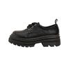 Round Head Women's Platform Small Leather Shoes, Lace-up Thick Heel Height-increasing Single Shoes
