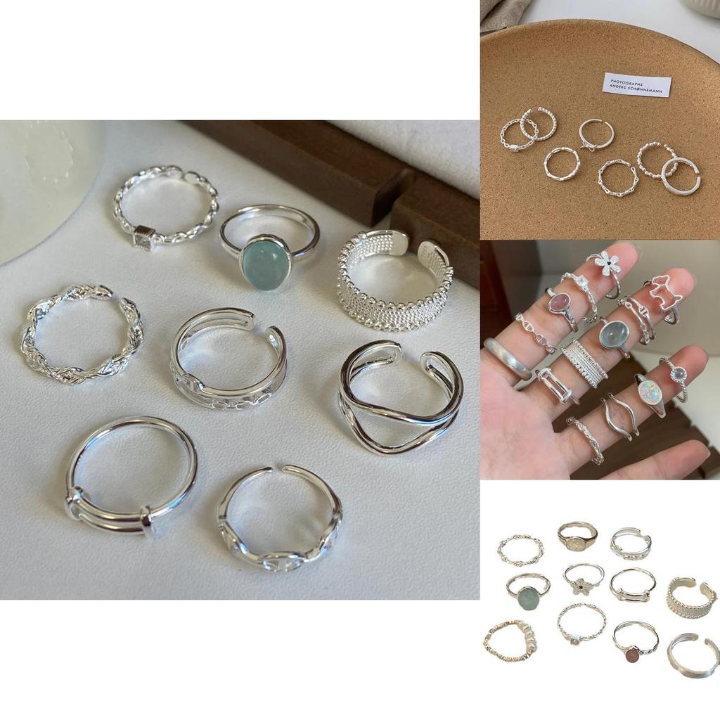 Elegant Korean 925 Sterling Silver Minimalist Ring For Women With Adjustable Open Design And Modern Aesthetic