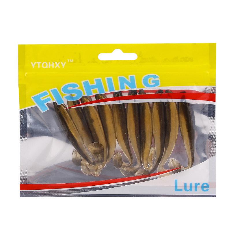10 sztuk/paczka Przynęta wędkarska 5,5 cm/1,6 g Dwukolorowa przynęta w kształcie litery T Miękka przynęta Akcesoria do przynęt wędkarskich