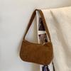 Retro Underarm Bag Women's Half Moon Shoulder Bag Fashion Solid Color Small Handbags For Women New Zipper Corduroy Clutch