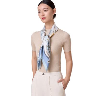 Shanghai Story 100% Maulbeerseide "Jing Zhong Jing" Druck Quadratischer Schal