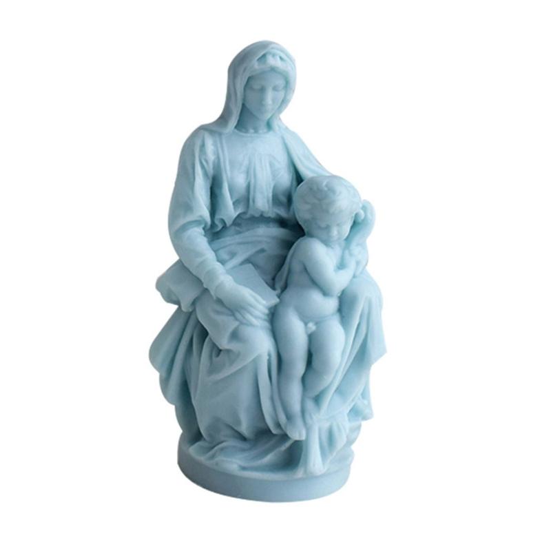 Candle Moulds 3D The Virgin-Mary to Hold Kid Silicone Mold Plaster-Resin Mold Virgin-Scented Candle Epoxy Mold DIY Art