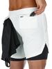 Shorts de Corrida ao Ar Livre Masculino Plus Size com Camada Dupla e Múltiplos Bolsos