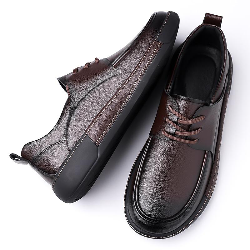 Spring Autumn Shoes for Men Leather Casual Shoes Lace-up Flat Skateboard Shoes Cool Sneaker
