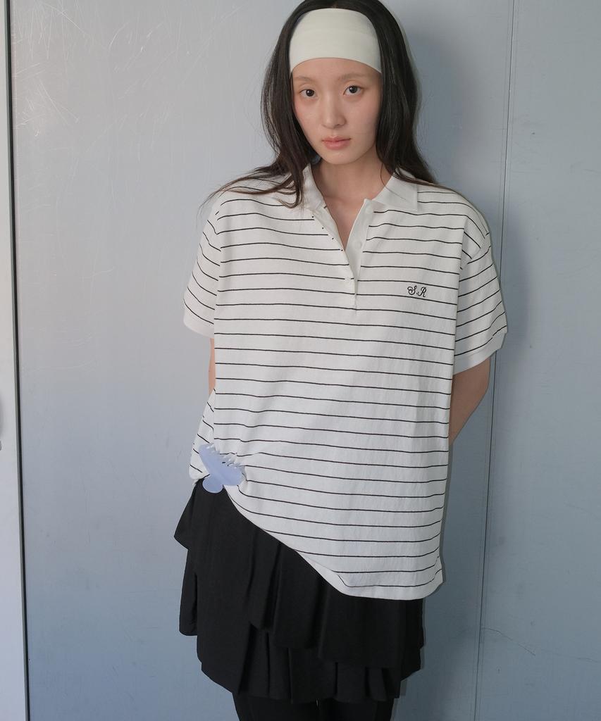 SO IR Stripe Pk Half T-Shirt - White