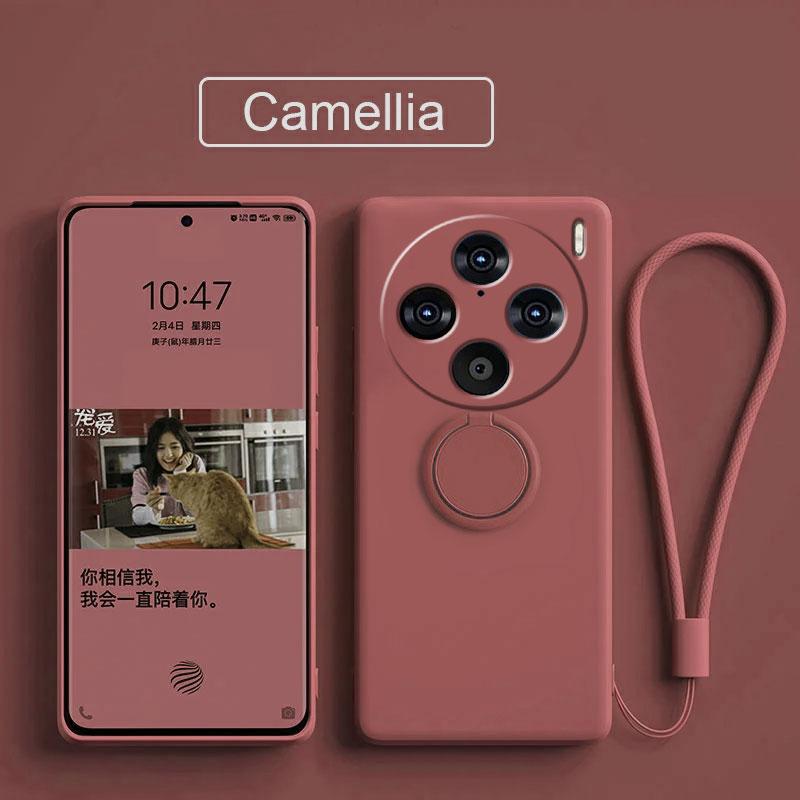 Case for Vivo X100 Pro Liquid Silicone Ring Holder Soft Phone Skin Cover for Vivo X90 Pro Plus Upgrade Shockproof Back Fundas