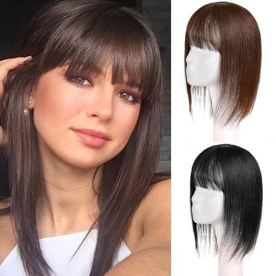 Synthetic Hair Wigs For Women Clip In Hairpieces Black Brown Straight Hair With Bangs Natural Fake False Hair