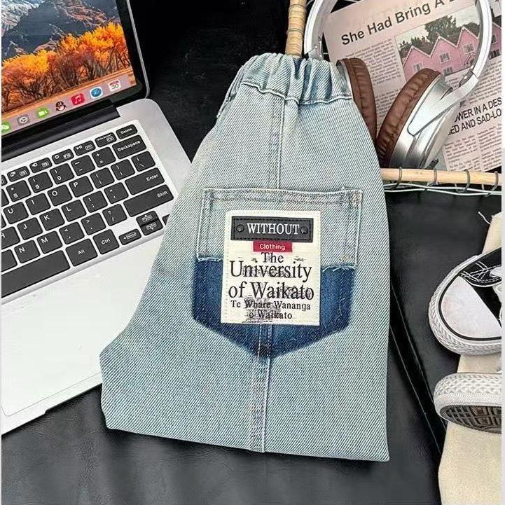 Children's Jeans Spring and Autumn Boys' Pants Simple and Fashionable Spring Loose Pants
