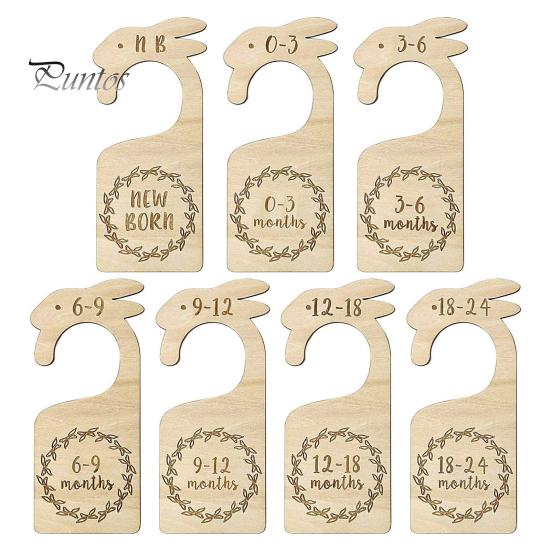 7/8 Pcs Baby Wardrobe Dividers Closet Wooden Baby Garment Size Markers Newborn To Toddler Baby Clothes Size Dividers for Daily Baby Clothes