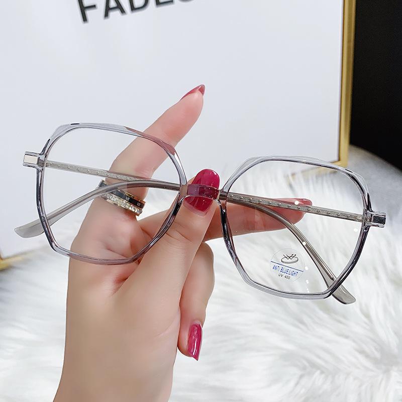 Trendy TR Blue Light Blocking Glasses - Fashionable Large Frame Flat Lens Korean Style