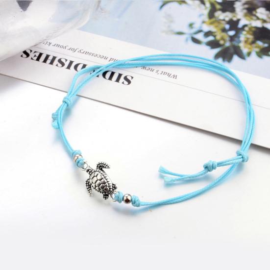 3Pcs Bohemia Women Weaved Rope Sea Turtle Stone Anklet Bracelet Foot Jewelry