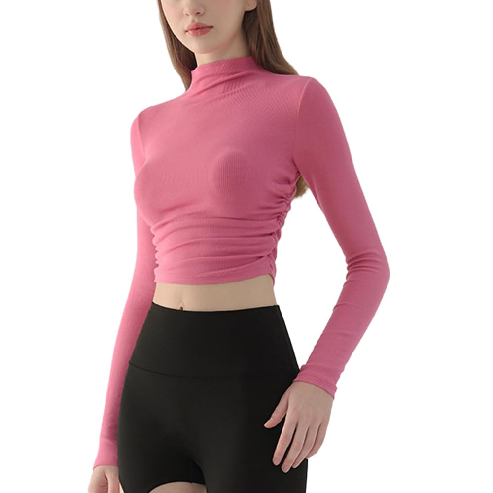 

Siomlana Йога Спорт Длинный Пилатес Высокий Фитнес Женский Топ, Футболка, Рукав, Одежда, Домашняя одежда, Эластичный, Влагоотводящий, Быстросохнущий, Удобный, розовый