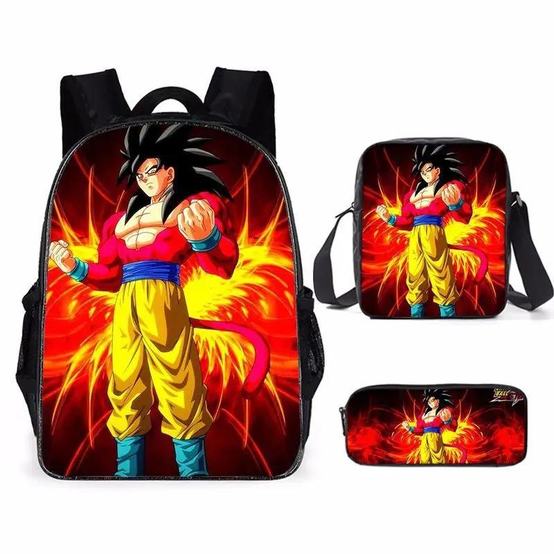 Animation seven dragon ball backpack, primary and secondary school schoolbag, satchel, shoulder bag, pencil case three-piece set