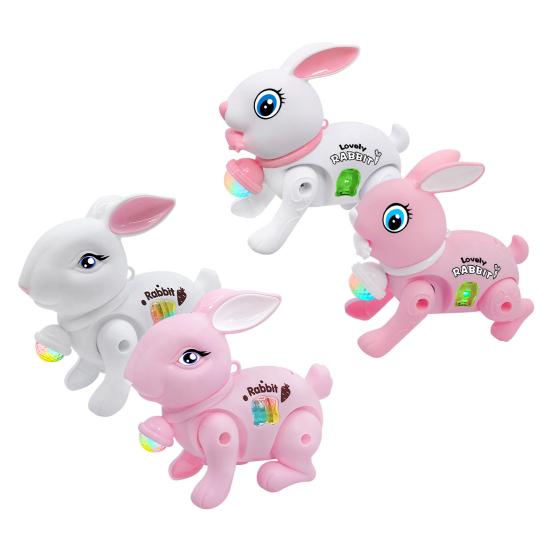 2023 Rabbit Toy Music Lovely Luminescent with Traction Rope Attract Attention Entertainment Learning Crawling Cartoon Electronic Walking Rabbit Toy